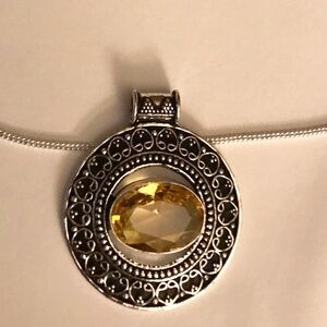 Citrine Stamped 925 Sterling Silver Necklace